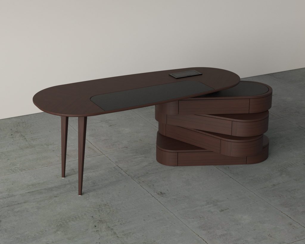 DARK WALNUT VENEER DESK (01)